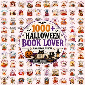 Halloween Book Lover PNG Bundle | Ghost Reader | Spooky Reading | Black Cat | Sublimation File
