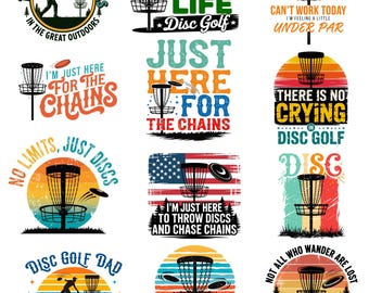 Pakiet PNG i SVG Disc Golf | Sztuka zachodu słońca w stylu vintage | Grafika sportowa Frisbee | Sublimacja na koszulce retro