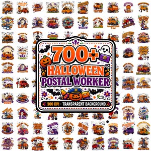 Halloween Postal Worker PNG Bundle | Haunted Delivery Artwork | Ghost Letter Courier | Mailbox Illustration