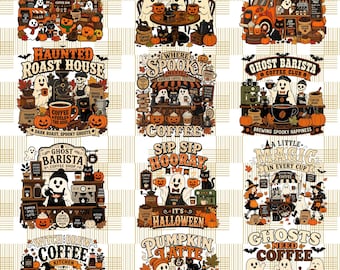 Halloween Coffee PNG SVG Bundle | Enchanted Mug Clipart | Ghost Pumpkin Artwork | Sinister Witch Graphics