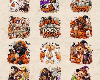 Halloween Dog PNG Bundle | Retro Mom Life | Vintage Cutout Typography | Colorful Scrapbook | Skeleton Bulldog