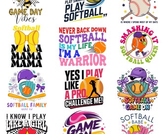 Softball Coquette PNG & SVG Bundle | Game Day Bow Design | Mama Shirt Artwork | Digital Download