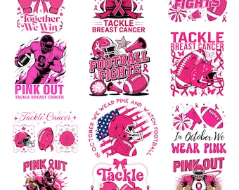 Football Breast Cancer Awareness Graphic Pack | October Support Theme | Mom Cheer Shirt Artwork