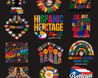 Hispanic Heritage Month PNG & SVG Bundle | Latin Flag Designs | Multicultural Pride Artwork | Digital Download