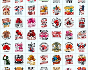 Boxing Design PNG Bundle | Punch Gloves Illustration Set | Athletic Fighter Graphic | Sports Print Artwork