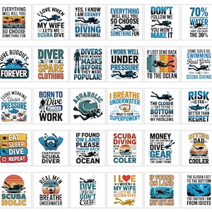 Scuba Diving PNG Bundle | Underwater Adventure Clipart, Diver Quotes, Ocean Lover Designs | Instant Download
