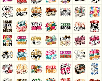Cheer Mom PNG Bundle | Cheerleading Team Graphics, Coquette Bow Designs, Sports Spirit Shirt Artwork