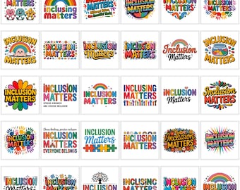 Inclusion Matters PNG Bundle | Rainbow Kindness Graphics, Inclusive Classroom Shirt Designs, Diversity Teacher Sublimation
