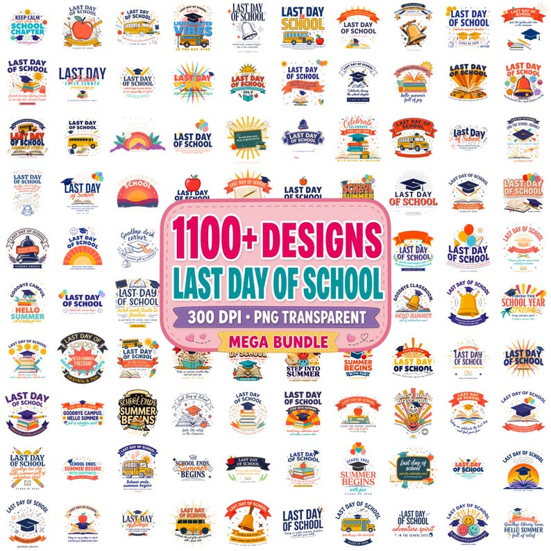 Last Day of School PNG Bundle | Hello Summer | Kids Graduation ...