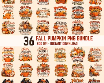 Fall Pumpkin PNG Bundle | Autumn Sublimation Designs | Coquette Bow Leopard Plaid | Thanksgiving Shirt