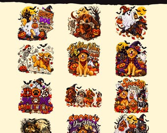 Halloween Dog png bundle, Witch Hat Paw Print, Spooky Canine Graphic, Fall Sublimation Design