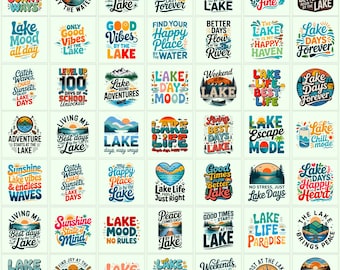 Summer Lake PNG Bundle | Retro Boat Graphics, Family Getaway Shirt Designs, Vacation Vibes Sublimation
