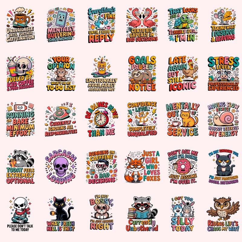 Stickers Funny Clipart - Etsy