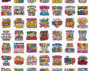 Funny Bingo PNG Bundle | Game Night Humor, Lucky Queen Quotes, Grandma Shirt | Digital Download