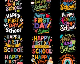 Pacchetto PNG e SVG per il primo giorno di scuola / Design per il retro dell'aula / Sublimazione insegnante-studente