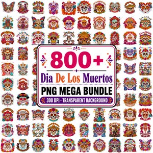 Dia De Los Muertos PNG Bundle | Catrina Skeleton Artwork | Sugar Skull Designs | Mexican Heritage