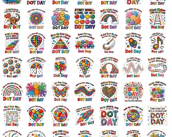 Pacchetto PNG "Happy Dot Day" / Grafica con cuori a pois colorati e faccine sorridenti (Download digitale)