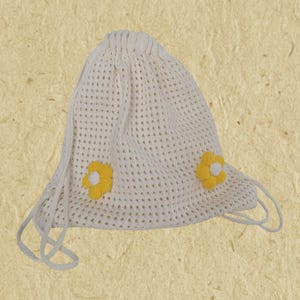 Borsa con coulisse a forma di margherita lavorata all'uncinetto, marsupio con coulisse in maglia e fiori 3D