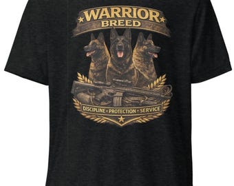 Krieger Rassehund T-Shirt, Belgischer Malinois & Deutscher Schäferhund, K9 Honour Apparel