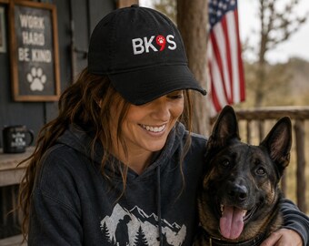 BK9S Embroidered Baseball Cap | Dog Rescue Support Hat (Distressed Cotton)