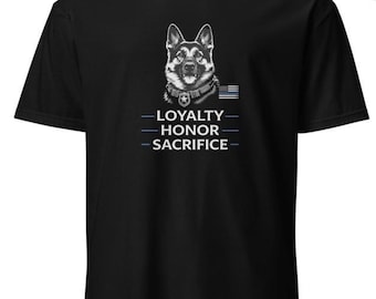 Polizei K9 T-Shirt - Loyalität Ehren Opfer, dünne blaue Linie Tribut