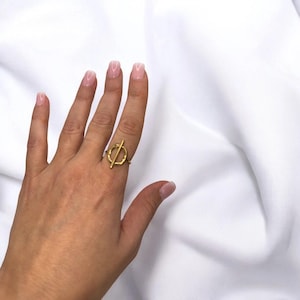Justerbar minimalistisk guldring, geometrisk axelring för kvinnor i rostfritt stål, stapelbar ring, present till kvinnor