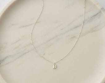 Dainty Sterling Silver Initial Necklace • Personalized Letter Pendant