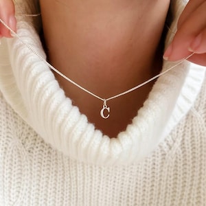 Dainty Sterling Silver Initial Necklace • Personalized Letter Pendant