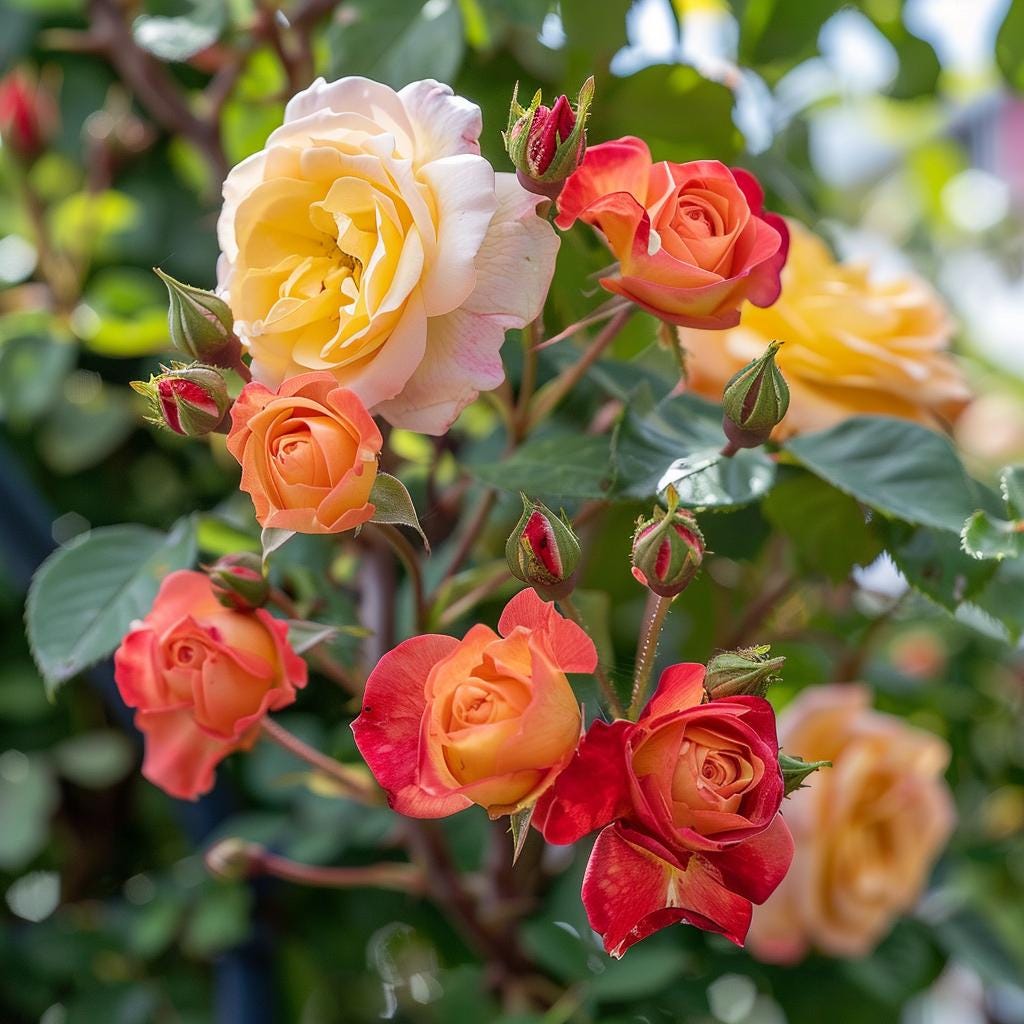 20 Joseph Coat Climbing Rose Seeds – Rare Climber, Orange Red Yellow – USA Seller