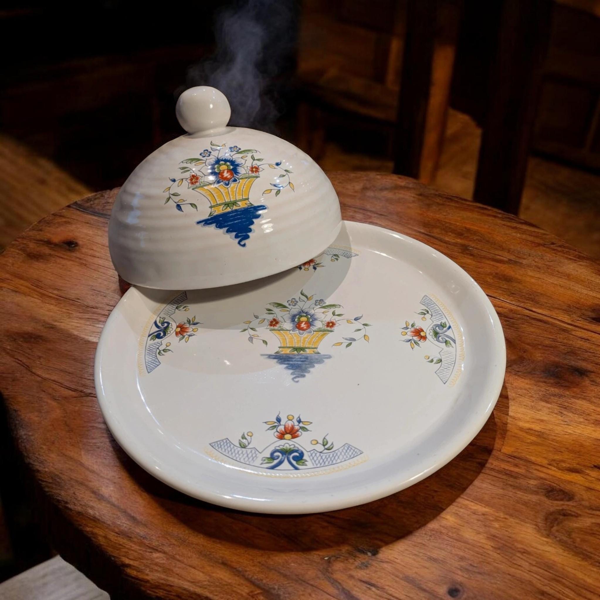 ANCIENNE CLOCHE A Fromage Et Son Assiette Beurrier Faience Bisto England EUR 35,00 - FR