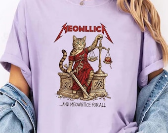 Comfort Colors Meowllica Shirt, Funny Heavy Metal Cat Tee, Meowstice For All Rocker Kitten Sweatshirt, Punny Music Lover Gift for Cat Dad