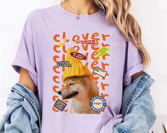 Maglietta Comfort Colors con adesivo Shiba Inu, maglietta divertente per amanti dei cani in stile Y2K, felpa grafica retrò per amanti dei cani, regalo carino per cuccioli di Shiba Inu