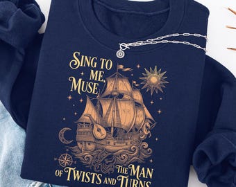 Maglietta Comfort Colors Sing To Me Muse, maglietta con tema mitologia greca e Odissea, felpa Dark Academia con nave antica, felpa con cappuccio regalo con poesia epica omerica
