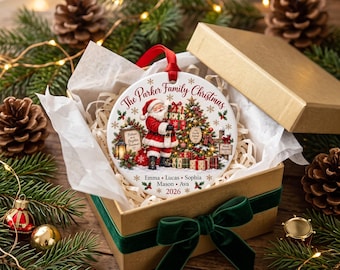Personalized Santa Family Christmas Ornament 2026, Custom Vintage Santa Claus Keepsake, Classic Family Names Tree Decor, Holiday Gift