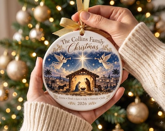 Personalized Nativity Family Christmas Ornament 2026, Custom Christian Family Keepsake, Religious Jesus Birth Decor, Sacred Family Gift