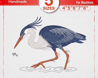 Blue Heron Embroidery Design Great Blue Heron Digital File Embroidery For Machines 5 Sizes Pes Dst Exp Jef Vp3 Instant Download