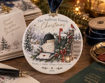 Personalized Letters to Santa Family Ornament 2026, Custom Winter Mailbox Keepsake, Cozy Countryside Tree Decor, Family Names Holiday Gift