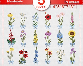 Birth Month Flower Embroidery Design Bundle, Floral Bouquet Machine File, Wildflower Garden Pattern Pes Dst Jef Exp