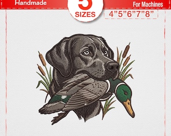 Duck Hunting Labrador Embroidery Design, Mallard Dog Machine Stitch File, Hunting Season Gift Pattern PES DST JEF Art