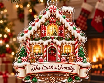 Personalized Gingerbread House Christmas Ornament 2026, Custom Family Name Tree Decor, Home for Christmas Keepsake, New Home Gift for Mom