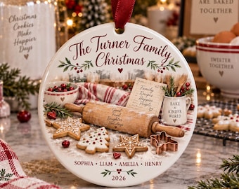 Personalized Christmas Baking Family Ornament 2026, Custom Kitchen Cookie Keepsake, Cozy Family Names Tree Decor, Home Baker Holiday Gift