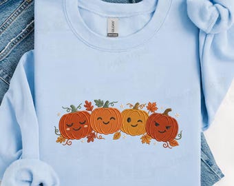 Retro Pumpkins Machine Embroidery Design, Cute Fall Embroidery File, Boho Pumpkin Crewneck Pattern, Thanksgiving Mini Pumpkin Digital File
