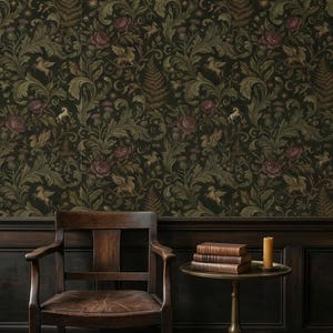 Dark Unicorn Gothic Wallpaper Removable Botanical Mural Peel and Stick Griffin Wall Paper Non Woven Vinyl