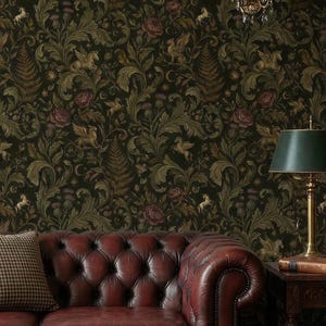 Dark Unicorn Gothic Wallpaper Removable Botanical Mural Peel and Stick Griffin Wall Paper Non Woven Vinyl