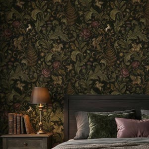 Dark Unicorn Gothic Wallpaper Removable Botanical Mural Peel and Stick Griffin Wall Paper Non Woven Vinyl