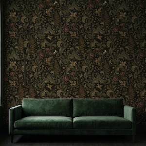 Dark Unicorn Gothic Wallpaper Removable Botanical Mural Peel and Stick Griffin Wall Paper Non Woven Vinyl