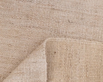 Natural Jute Flatweave Rug with Fringe, Handmade Beige Boho Area Carpet for living room