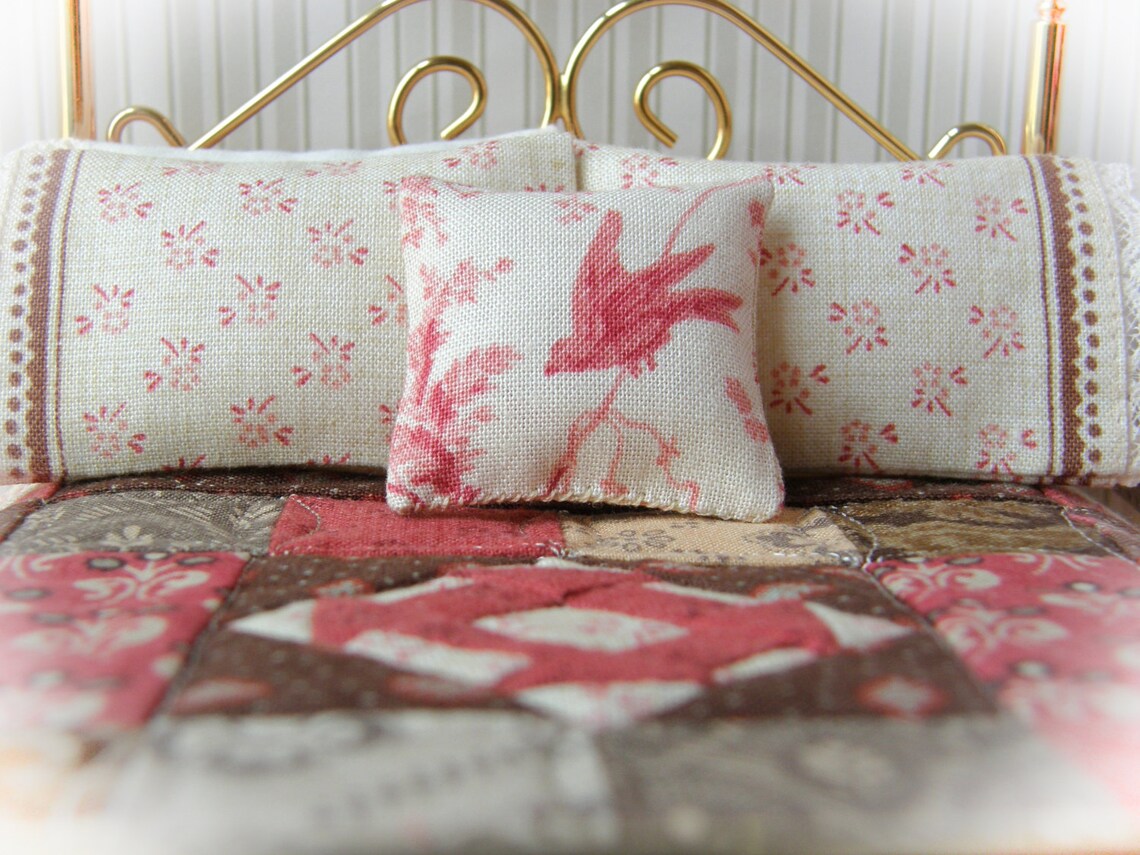 Dollhouse Miniature Quilt with 2 Matching Bed Pillows & Etsy