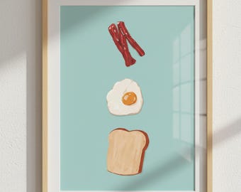 Breakfast Food Illustration Print | Kitchen Wall Art (Digital Download)