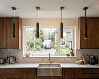 Mid Century Pendant Light | Brass Hanging Lamp